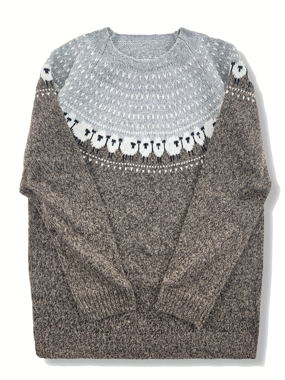 Lucienne - Elegant Winter Sweater with Sheep Jacquard Pattern